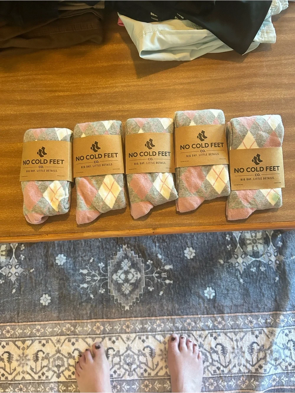 No Cold Feet Argyle Dress Socks - Pink & Gray. Groomsmen gifts.